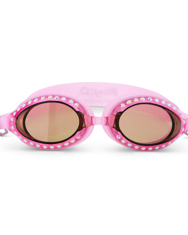 seek tranquility swim goggles in peaceful pink showing a dusty pink swim goggle with rhinestones