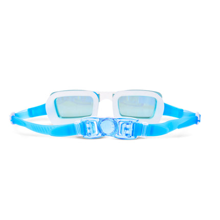 back view of Velocity Swim Goggles in Wave showing strap and back clip