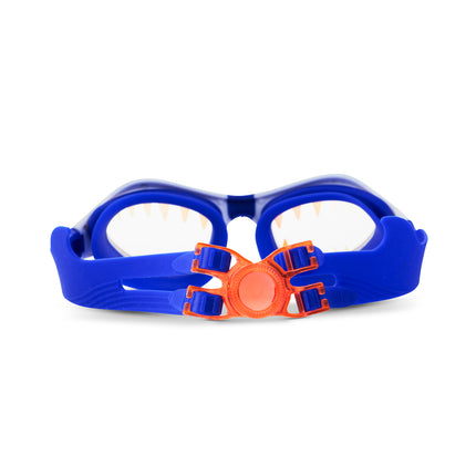 back view of Covert Chomp Kids Swim Goggles in Frost Fin showing split strap and back clip