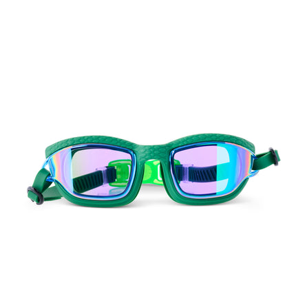 Streamline Swim Goggles in current green showing textured frame and mirrored lens