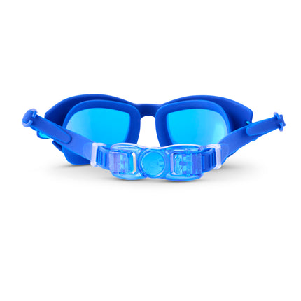 back view of Streamline Swim Goggles in deep tides showing adjustable strap and back clip