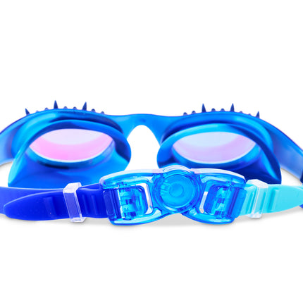 back view of Shark Surge Kids Swim Goggles in lagoon bite showing strap and back clip