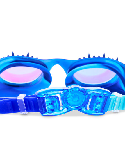 back view of Shark Surge Kids Swim Goggles in lagoon bite showing strap and back clip