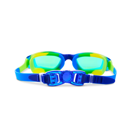 back shot of Voyage Swim Goggles in Rainforest all silicone swim goggles showing the strap and back clip