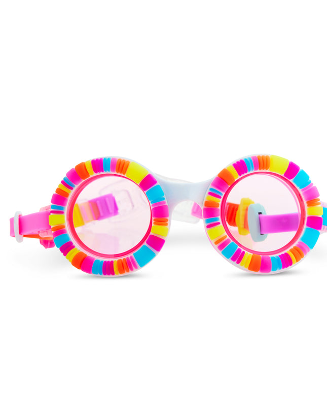 bestie charm bracelet kid's swim goggles in U R LUVED pink as seen on news12 
