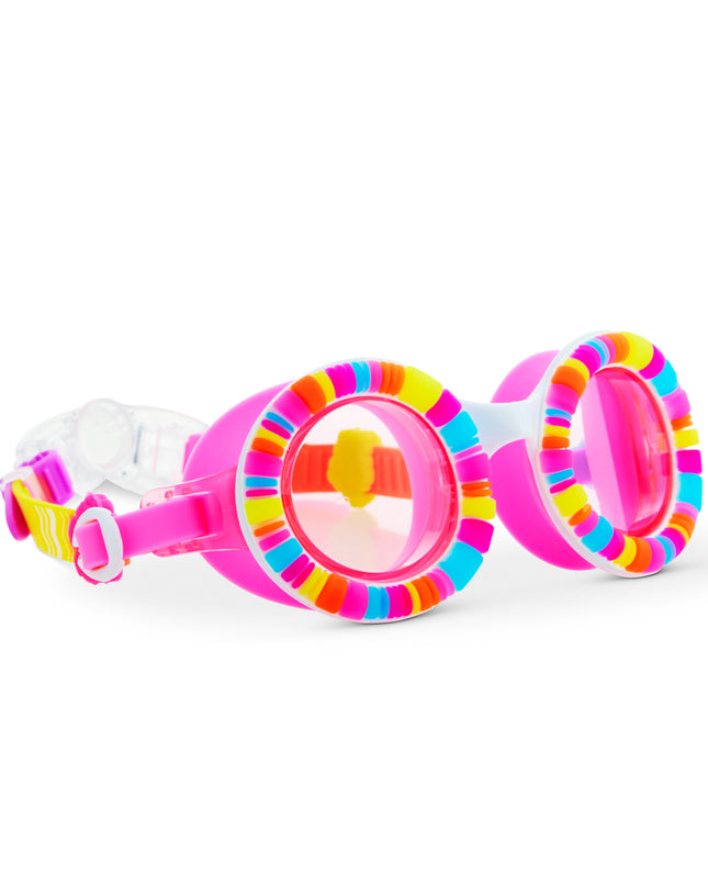 bestie charm bracelet kid's swim goggles in U R LUVED pink as seen on news12 