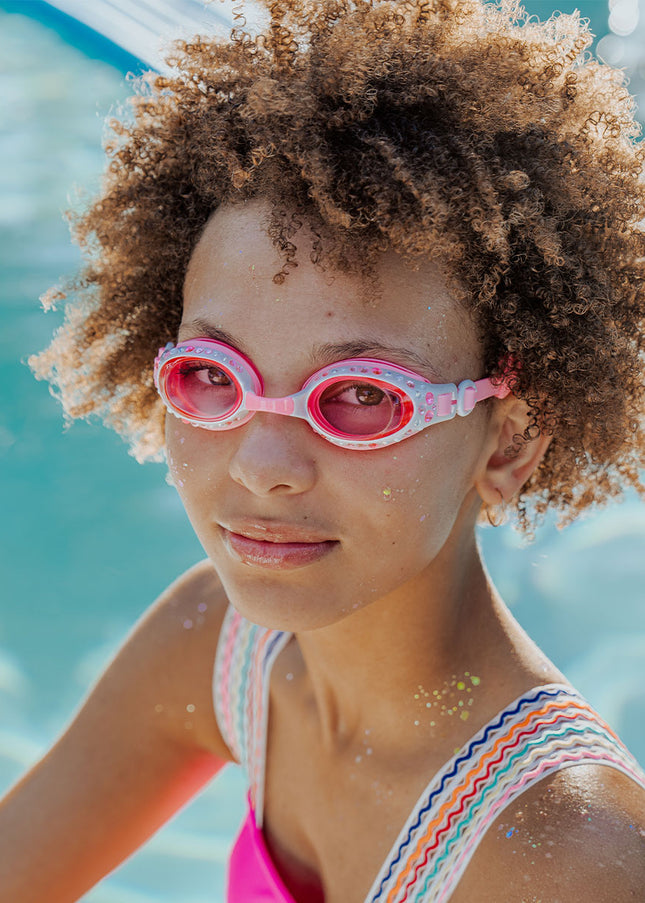 Pearl White Beautiful Bows Girl Kids' Swim Goggles
