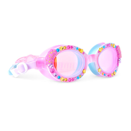 Angled view of Candy Carnival in Circus Swirl featuring rhinestones and cotton candy decal. 