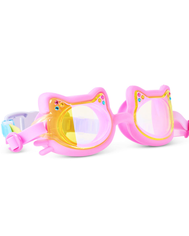 Back view of Flexi Feline swim goggles showing strap and cat frame