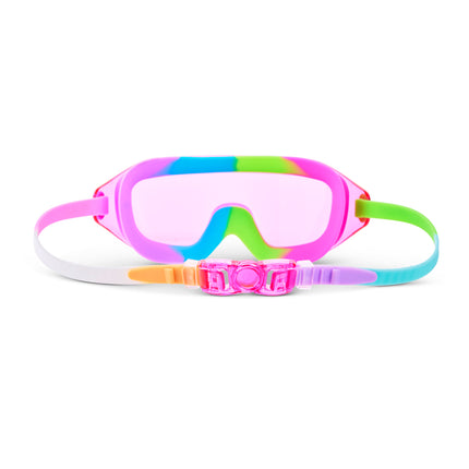 back view of Hologlow Kid's Swim Goggles in Pixel Pink showing strap and back clip