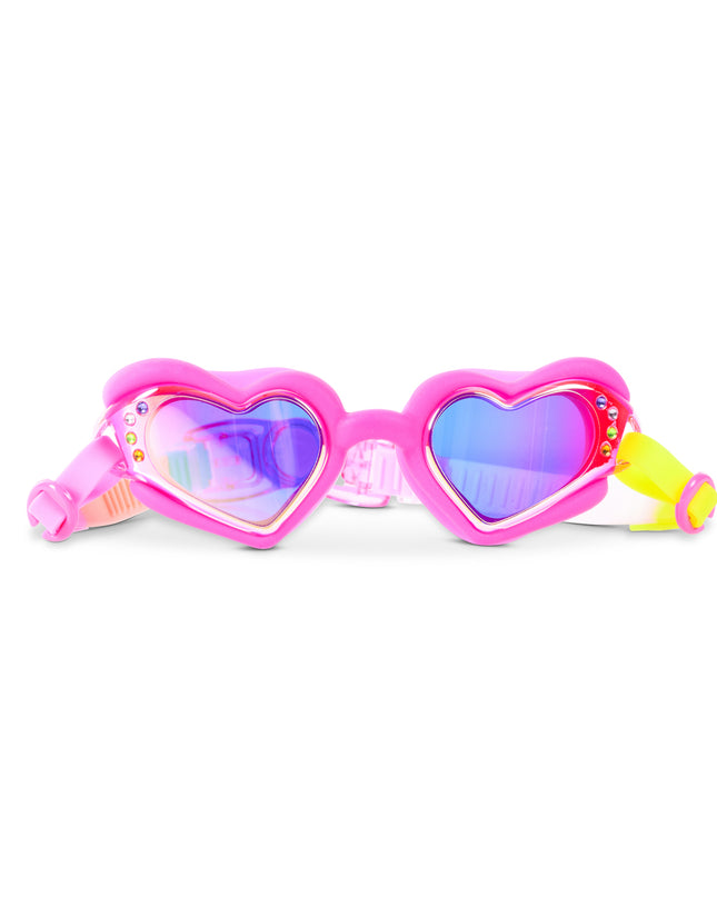 Plush Crush heart-shaped swim goggles in Hot Crush Pink with soft silicone frame