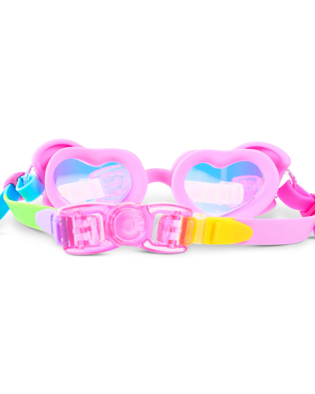 Back view of Plush Crush swim goggles showing strap and back clip