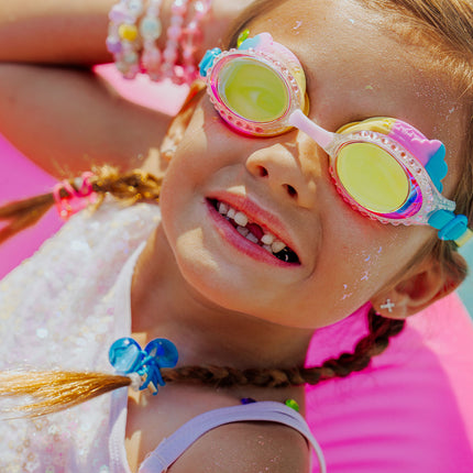 Colorful Clouds Rainbow Girl Kids' Swim Goggles
