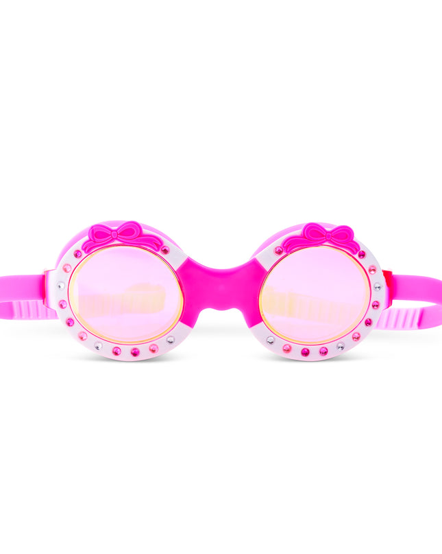 Ribbon Glam swim goggles in Bow Dazzle Pink with rhinestones and bow detail