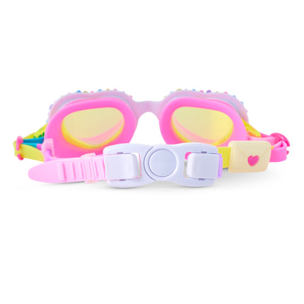 back view of color me smitten in rainbow crush showing the 'send your love' slider and back clip