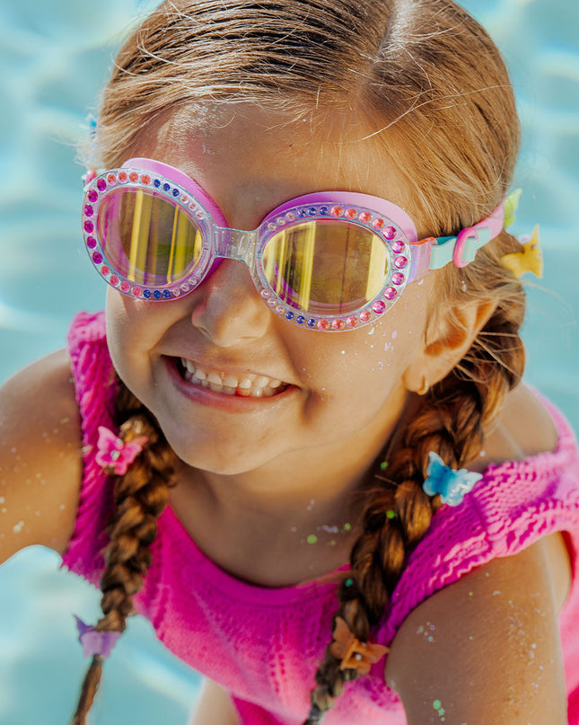 Bedazzled Blue Sparkling Summer Girl Kids' Swim Goggles