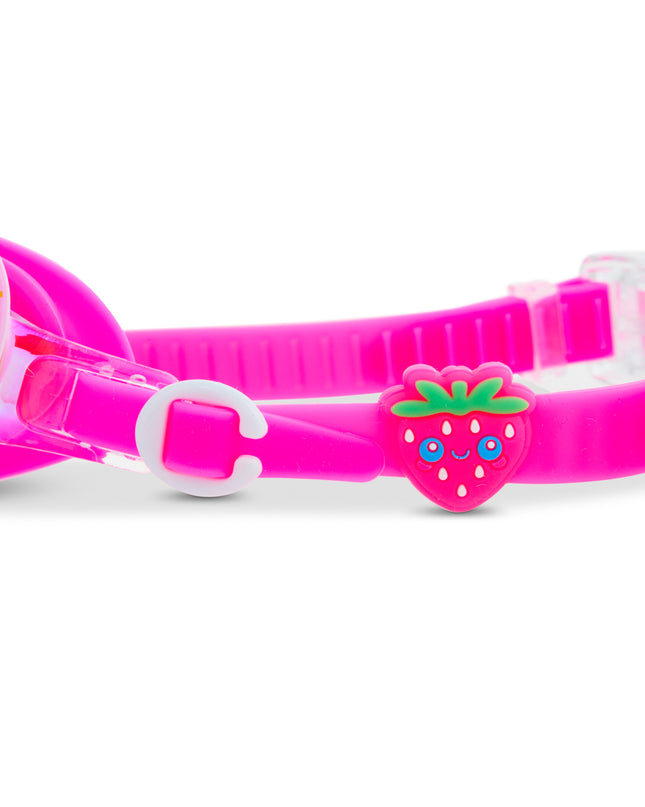 strawberry splash swim goggles in berry pink as seen on news12