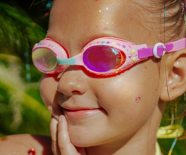 Pink Paradise Tropical Getaway Girl Kids' Swim Goggles