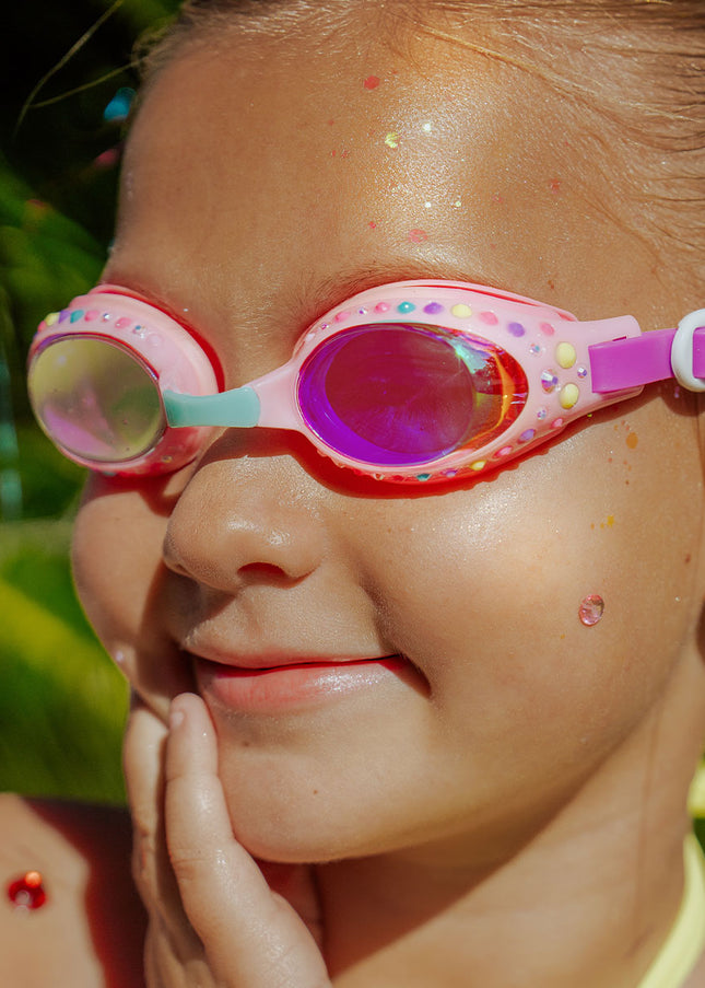 Pink Paradise Tropical Getaway Girl Kids' Swim Goggles