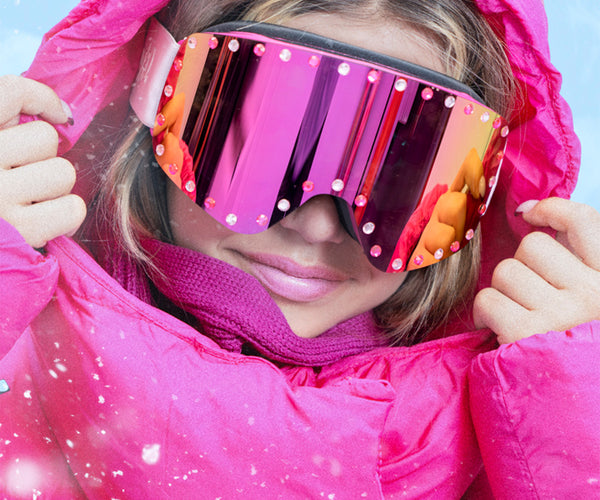 pink ski goggle Kids Pink Rhinestone Ski Goggles