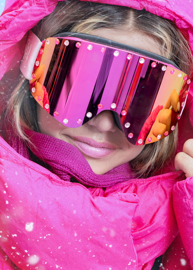 Shining Pink Kids' Ski Goggles