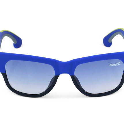 fire island kids' sunglasses in royal sun rays showing wayfarer shaped sunglass frame in a royal blue and black colorway