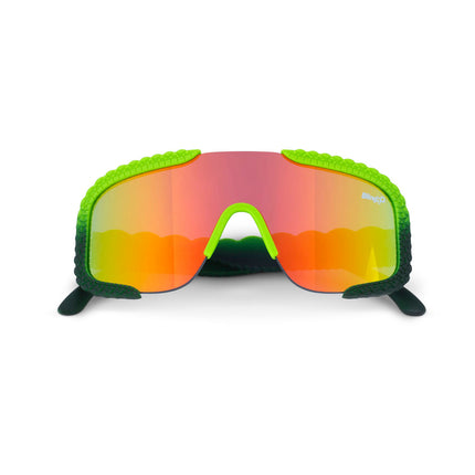 gulf shore kids' sunglasses in gator glare green showing gator textured arms and frame