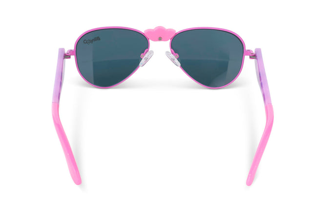back view of hampton beach sunglasses in bright bubblegum showing an aviator frame 