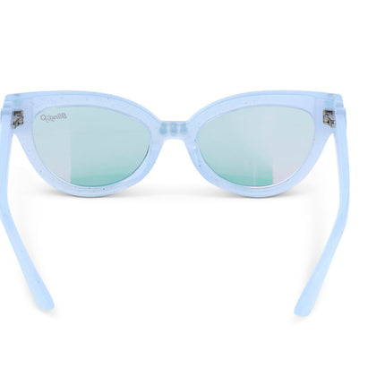 back view of malibu beach kids' sunglasses in bay blue showing baby blue frame