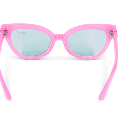 back view of malibu beach kid's sunglasses in pisces pink 