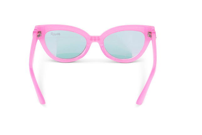 back view of malibu beach kid's sunglasses in pisces pink 