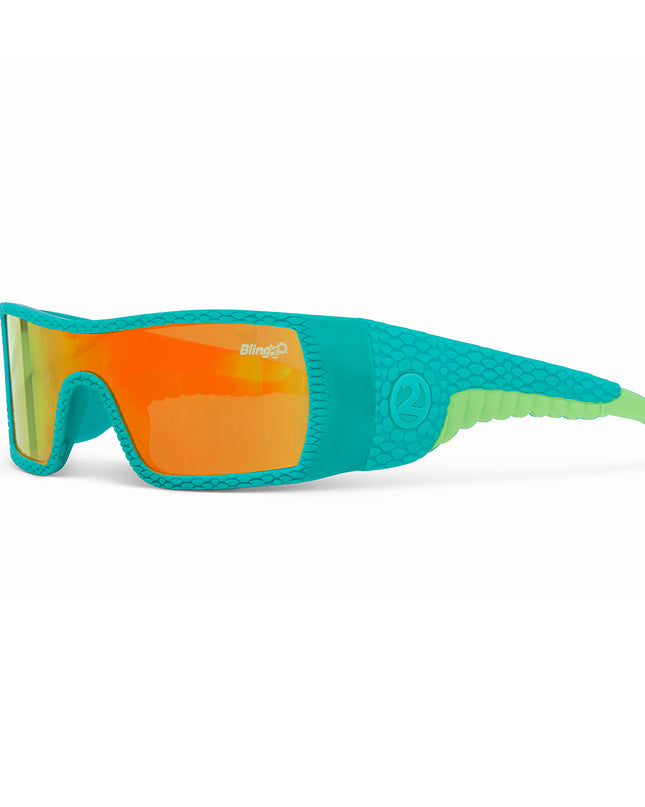 sand harbor boys sunglasses in teal triceratops angle 1