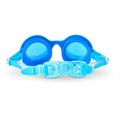 back view of cupcakes kids' swim goggles in star stripes and sprinkles showing back clip
