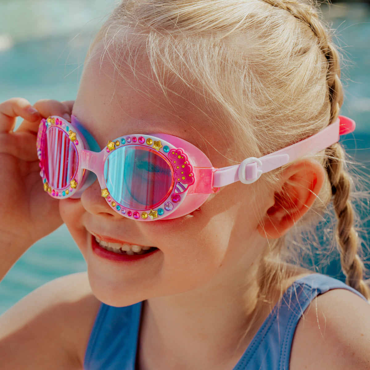 Candy Carnival Kids’ Swim Goggles – Circus Swirl