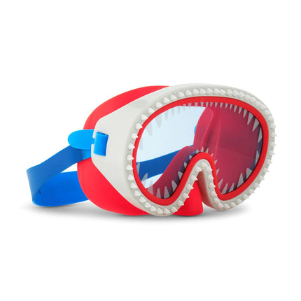 shark attack swim mask with nose piece in chewy blue lens angle 2