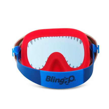 shark attack swim mask with nose piece in chewy blue lens angle 3