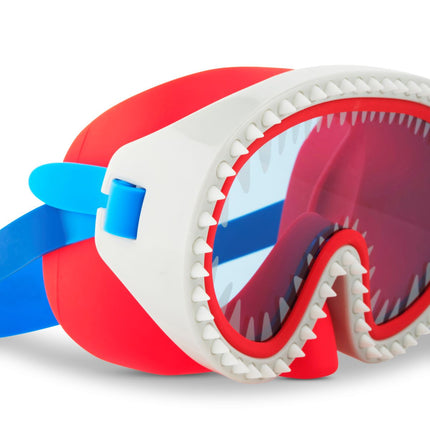 shark attack swim mask with nose piece in chewy blue lens angle 4