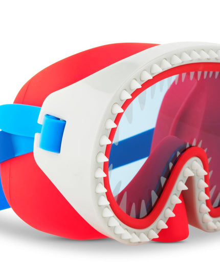 shark attack swim mask with nose piece in chewy blue lens angle 4