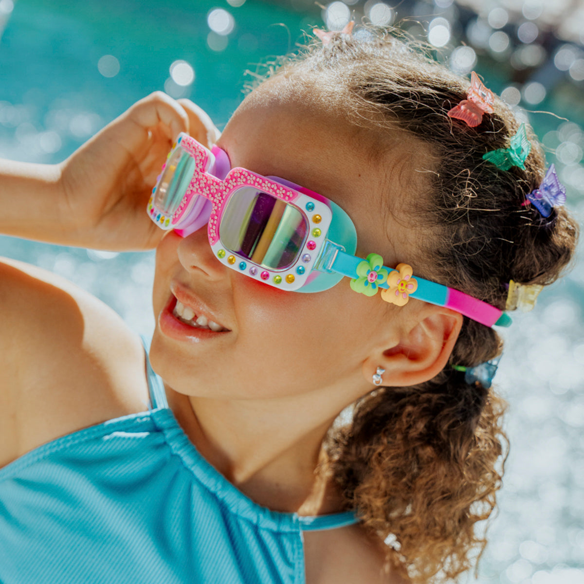 Pretty Girl Poppy Kids’ Swim Goggles – Petal Pop Pink