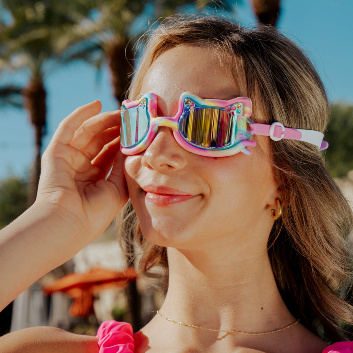 Tie-Dye Tabby Kids’ Swim Goggles – Meowberry Breeze