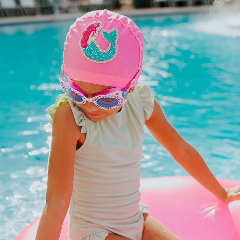 swimming cap goggles Pink Mermaid Kids' Swim Cap