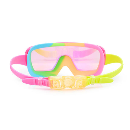 back view of chromatic swim goggles in spectro strawberry showing strap and back clip