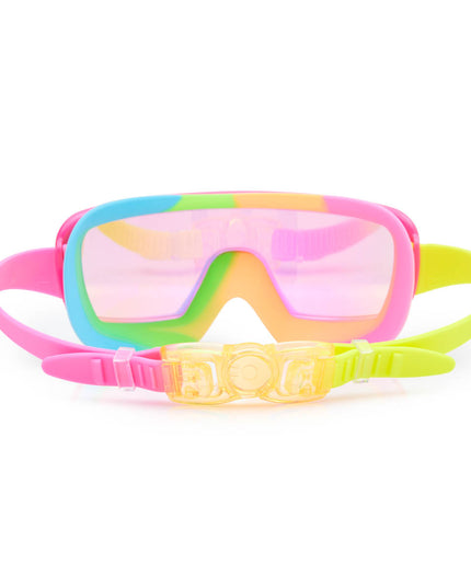 back view of chromatic swim goggles in spectro strawberry showing strap and back clip