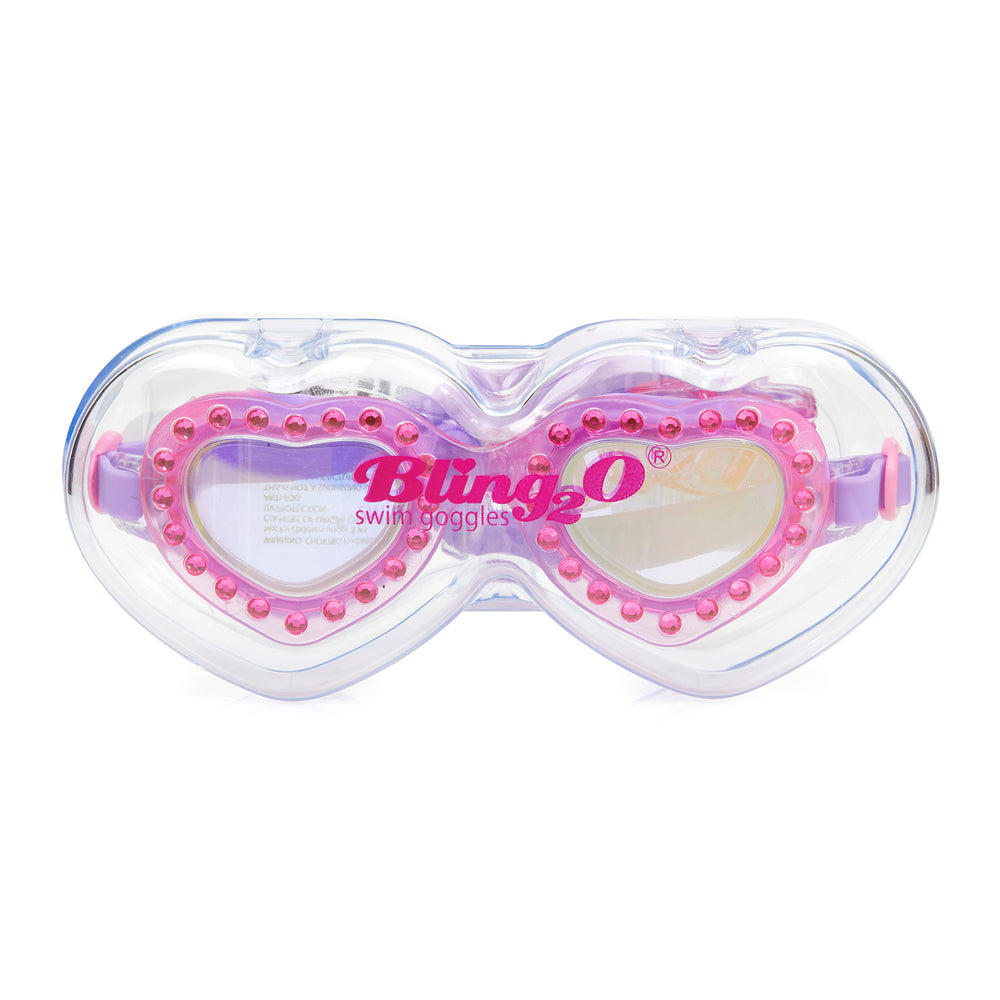 キラキラ可愛い!【Bling2o】ロゴ ローズクォーツ スイムゴーグル First Crush Fuchsia Heart Throb Kids' Swim Goggles – Bling2o
