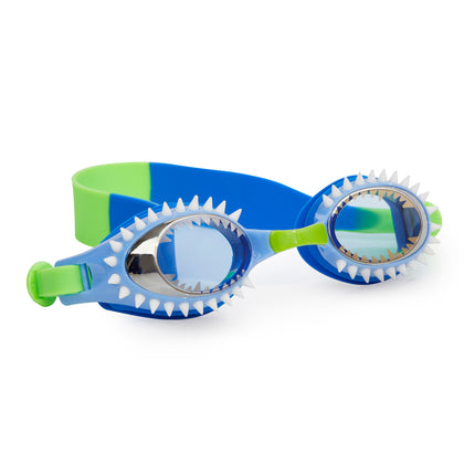 fish n chips kids swim goggles in hammerhead blue angle 3