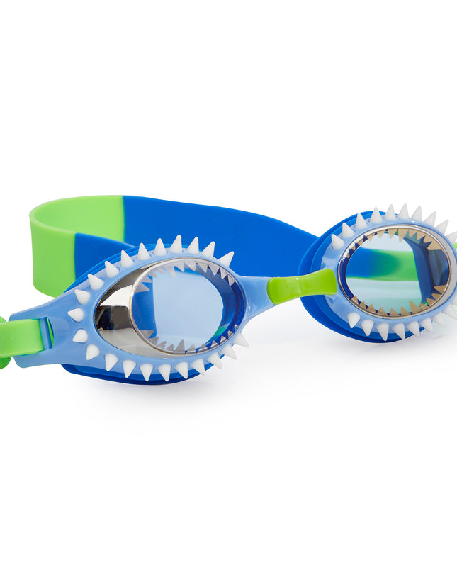 fish n chips kids swim goggles in hammerhead blue angle 3