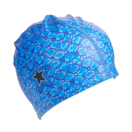 blue-snake-skin-kids-swim-cap-stylish-designer-durable
