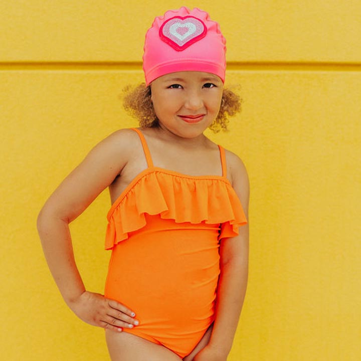 Neon Heart Swim Cap